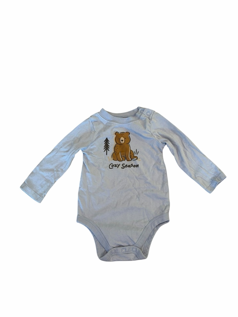 Garanimals Light Blue Long-Sleeve Bear Graphic One-Piece